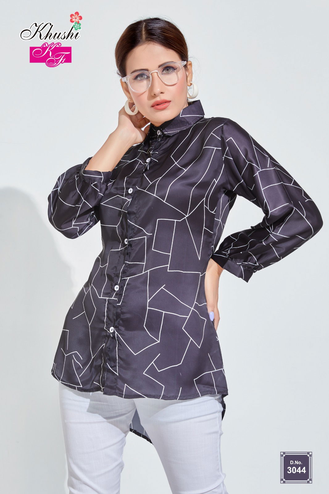 Fancy Digital Printed Ladies Shirt Catalog